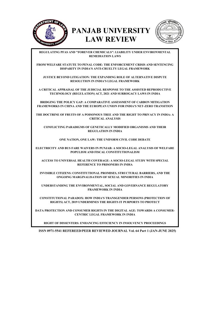 					View Vol. 64 No. 1 (2025): Panjab University Law Review
				
